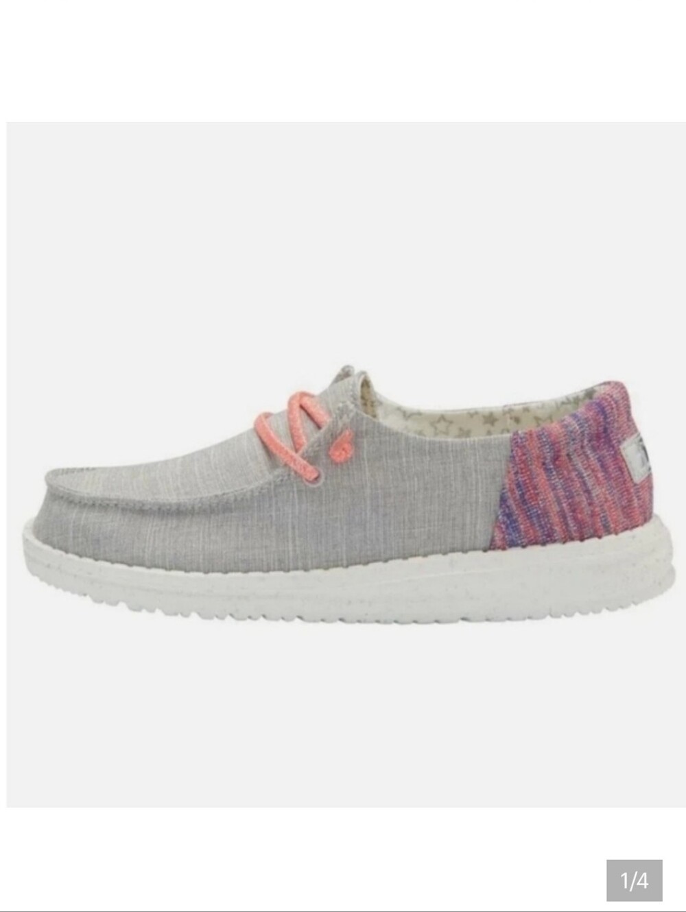 HEY DUDE WENDY YOUTH FUNK GRAY AND PINK SHOES SIZE 3